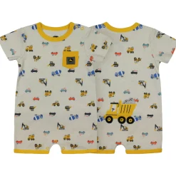 Infant John Deere Construction Yellow Dump Truck Romper Short Sleeve Onesy
