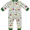 Infant John Deere White & Green Farmland Zip-Up Coverall Long Sleeve Onesy