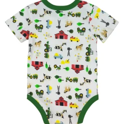 Infant John Deere White & Green Farmland Short Sleeve Onesy