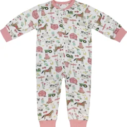 Infant John Deere White & Pink Farm Elements Zip Coverall Long Sleeve Onesy