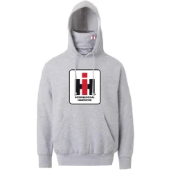 International Harvester Grey Neck Gaiter Hooded Sweatshirt