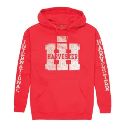 International Harvester Weathered Distressed Logo Red Pullover Hooded Sweatshirt