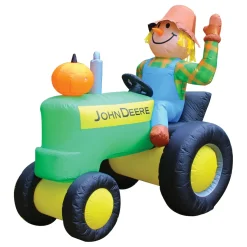 John Deere 6 Foot Inflatable Fall Tractor with Scarecrow
