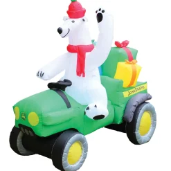 John Deere 6 Foot Inflatable Christmas Gator with Polar Bear