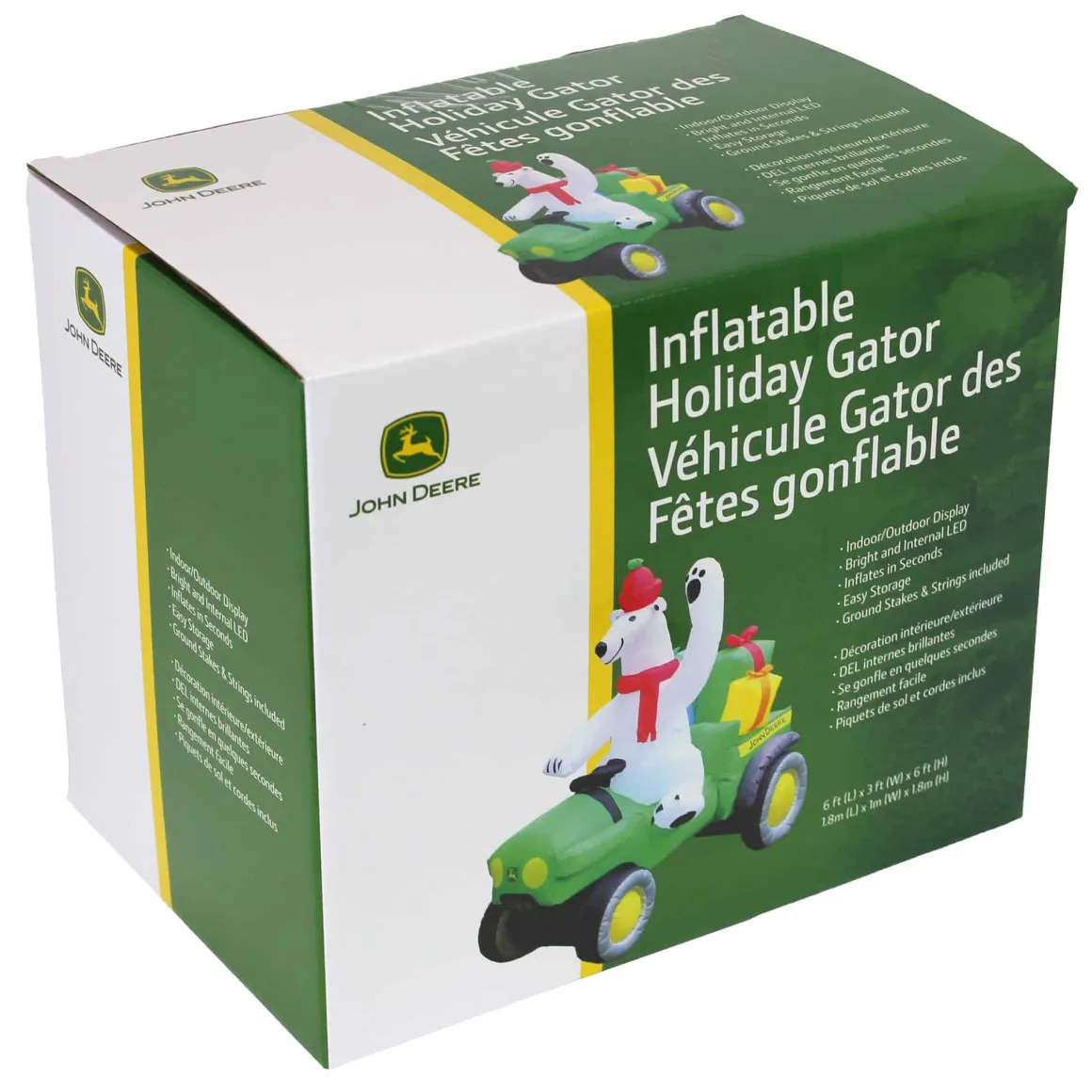 John Deere 6 Foot Inflatable Christmas Gator with Polar Bear