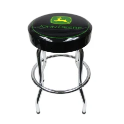 John Deere 29 Inch Black Stool with Chrome Plated Legs