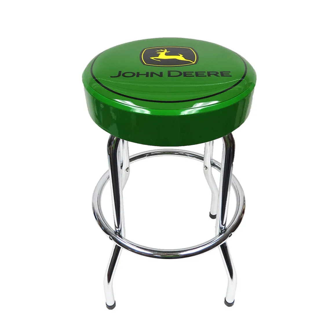 John Deere 29 Inch Green Stool with Chrome Plated Legs