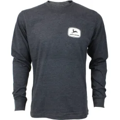 John Deere American Flag Charcoal Gray Longsleeve T-Shirt