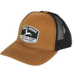 John Deere Brown Twill Hat with Black Mesh Back