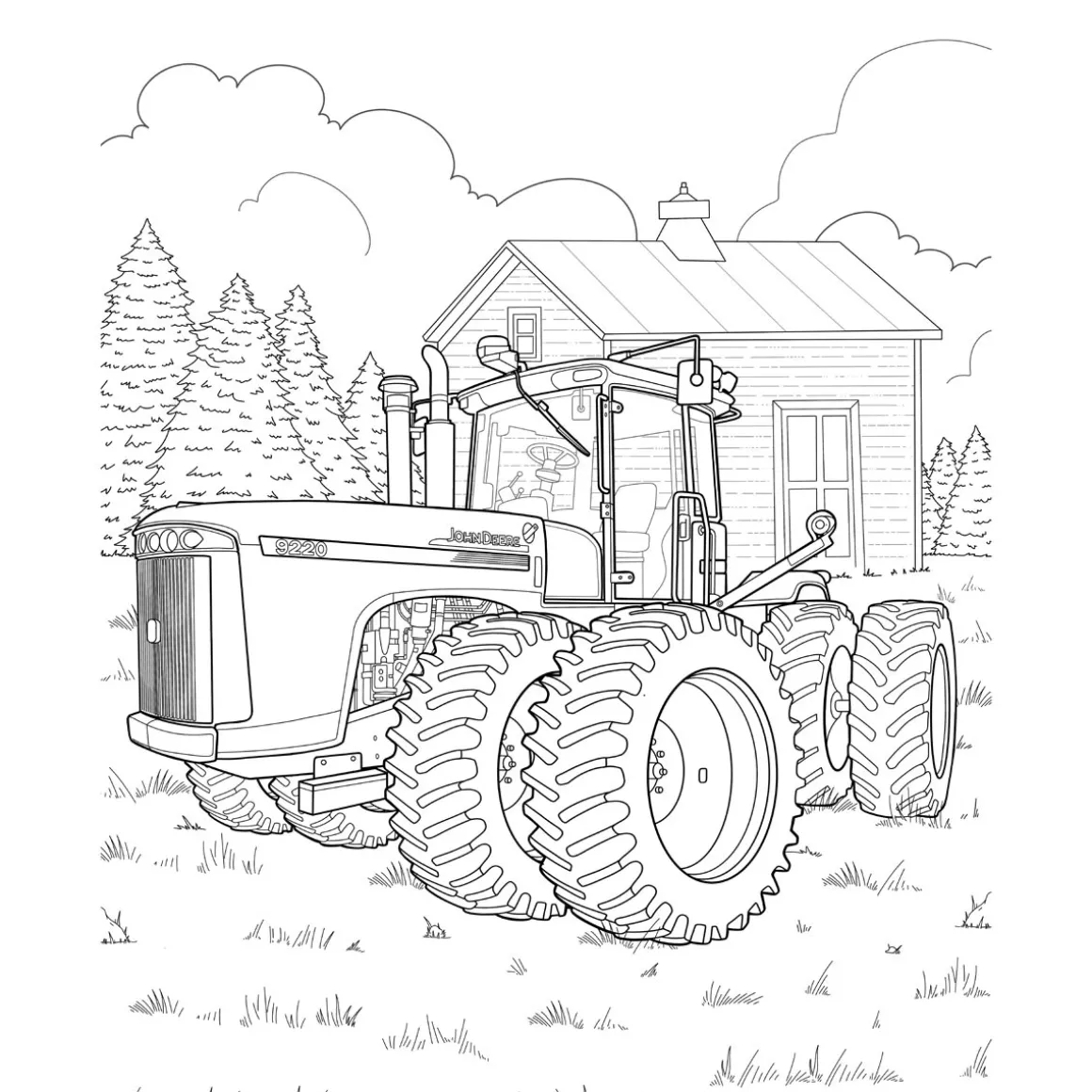 John Deere Green Tractors Coloring Book: 36 Detailed Classic and Modern Tractors