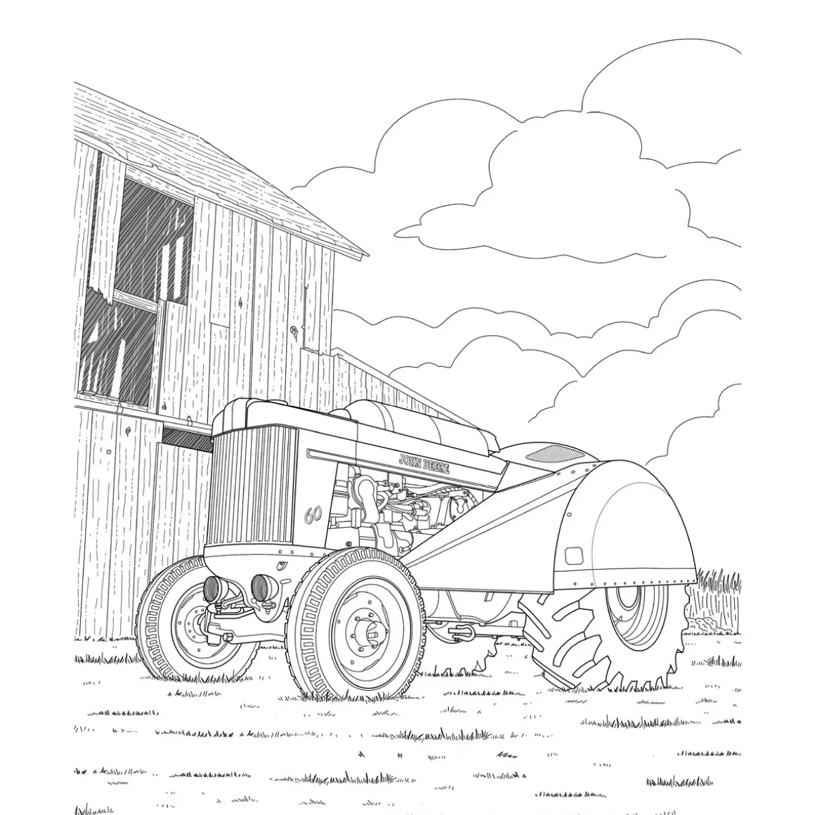 John Deere Green Tractors Coloring Book: 36 Detailed Classic and Modern Tractors