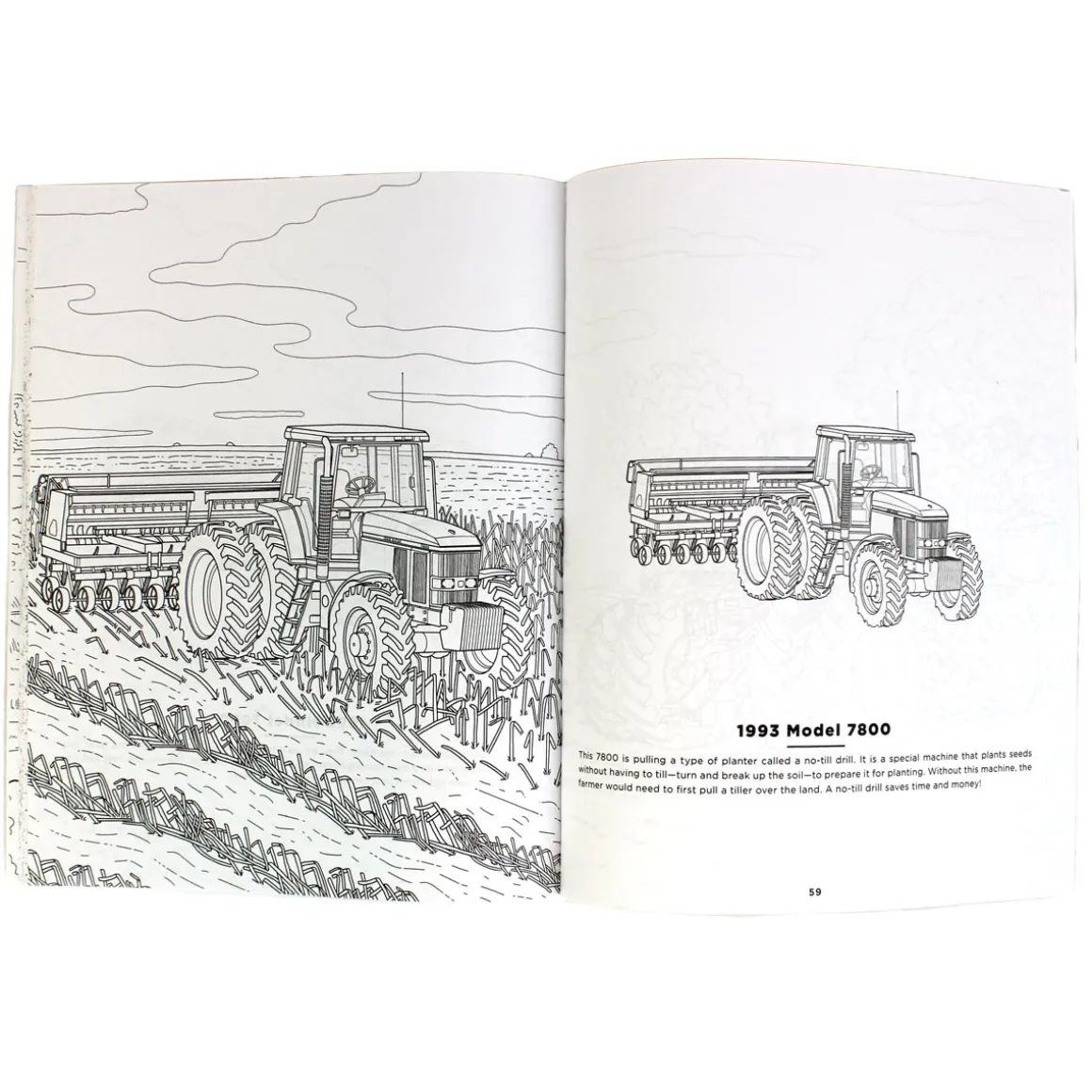 John Deere Green Tractors Coloring Book: 36 Detailed Classic and Modern Tractors