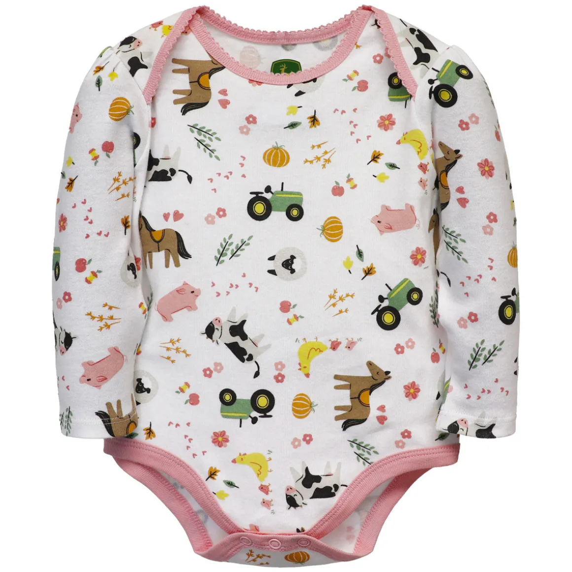 John Deere Infant Farm Friends White Onesie