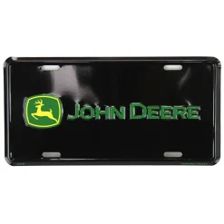 John Deere Logo Black 6" x 12" Metal License Plate
