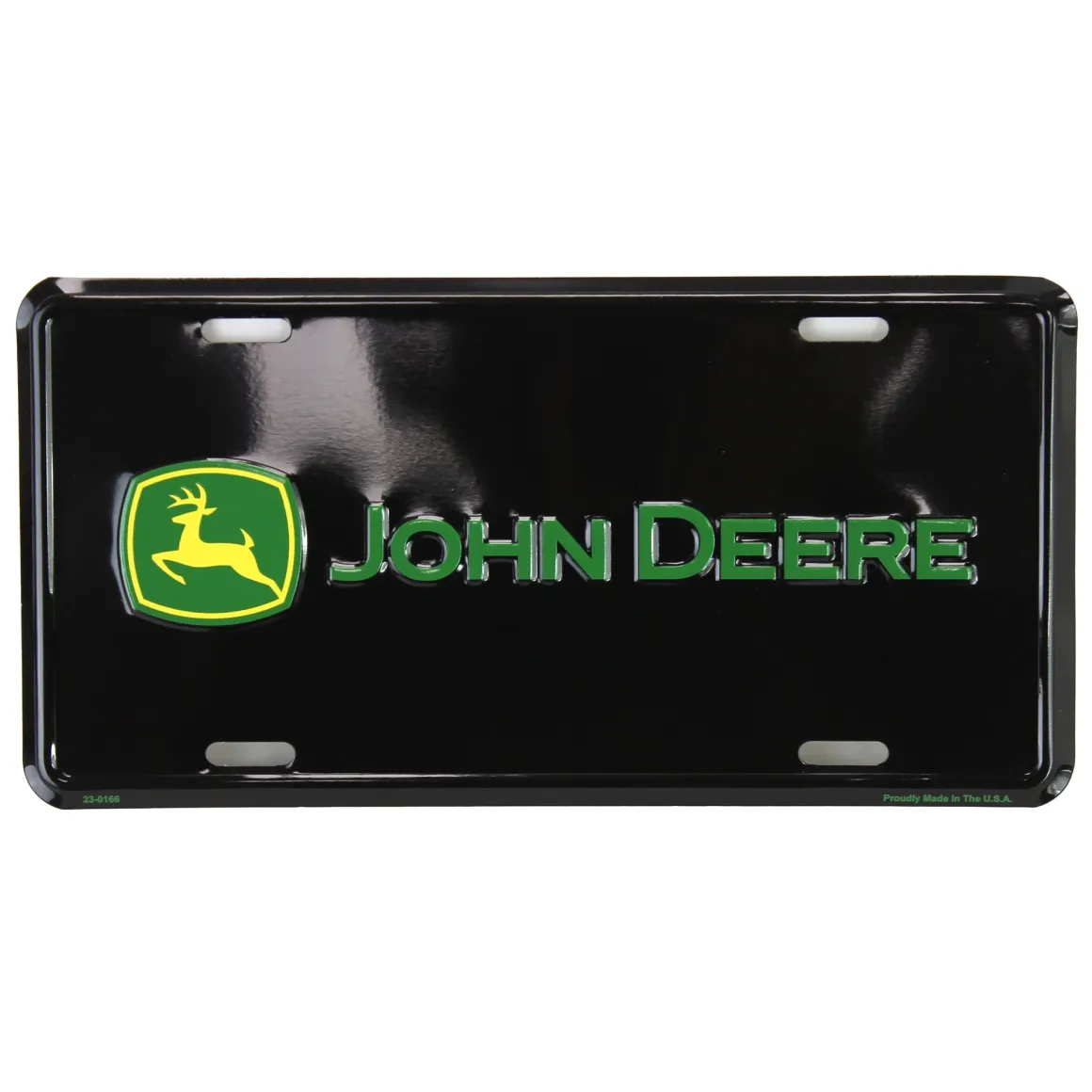 John Deere Logo Black 6" x 12" Metal License Plate