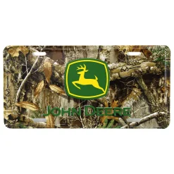 John Deere Logo Camo 6" x 12" Metal License Plate
