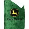 John Deere Logo 50in x 70in Fleece Sherpa Throw Blanket