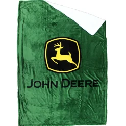 John Deere Logo 50in x 70in Fleece Sherpa Throw Blanket