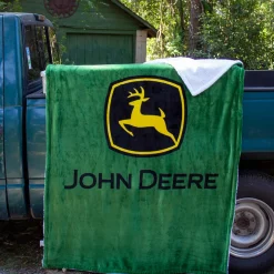 John Deere Logo 50in x 70in Fleece Sherpa Throw Blanket