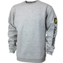 John Deere Logo Sleeve Printed Gray Crewneck Sweatshirt
