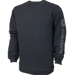 John Deere Logo Sleeve Printed Black Crewneck Sweatshirt