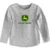 John Deere Logo Youth Girls Grey Long Sleeve Shirt
