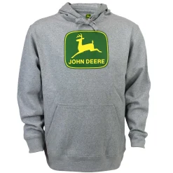 John Deere Modern Logo Light Heather Gray Hooded Sweatshirt