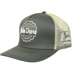 John Deere Olive Green High Profile Twill and Tan Mesh Cap