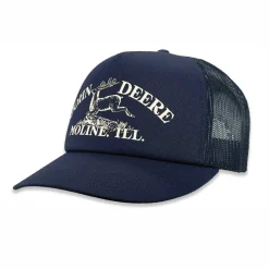 John Deere Vintage Logo Navy Blue Mesh Back Trucker Hat