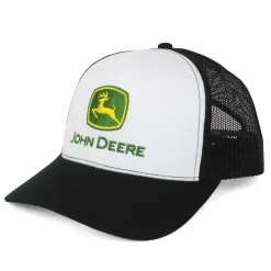 John Deere White & Black Mesh Back Hat