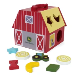 John Deere Wooden Barn Shape Sorter Toy