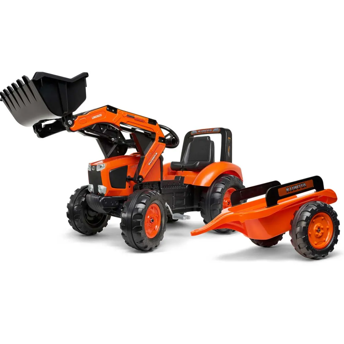 Kubota M135GX Front Loader Pedal Tractor Ride On with Trailer by Falk