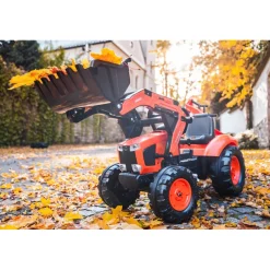 Kubota M135GX Pedal Backhoe w/ Front Loader, Rear Excavator & Trailer