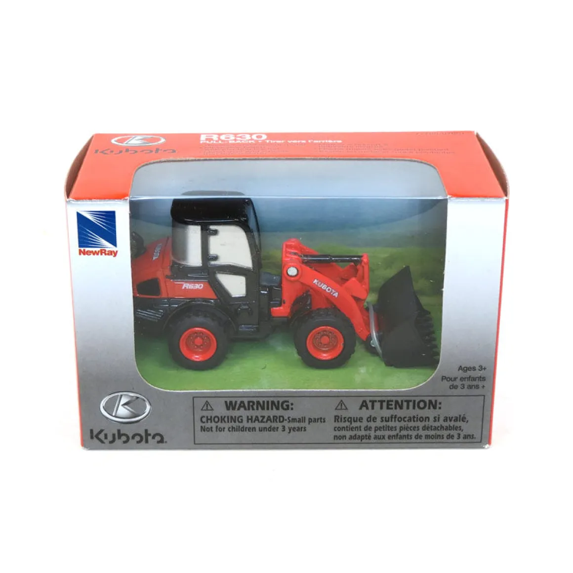 Kubota Wheel Loader Pull Back Motion, Diecast Metal AS-33277