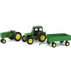 Lot of (2) 1/32 John Deere Tractors and (1) Green Wagon - SOLD AS-IS