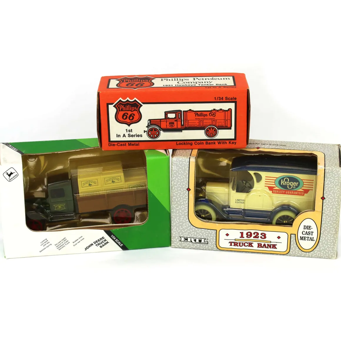 Lot of (3) Die-Cast Delivery Truck Banks by ERTL