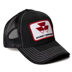 Massey Ferguson Logo Black Mesh Back Hat with White Stitching