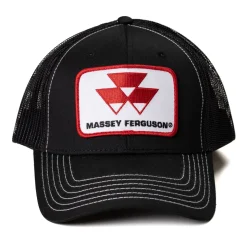 Massey Ferguson Logo Black Mesh Back Hat with White Stitching