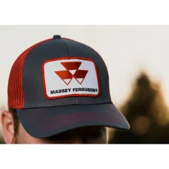 Massey Ferguson Logo Gray / Red Mesh Back Cap