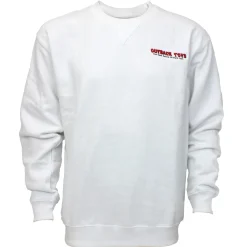 Men's Outback Toys Logo White Starting Point Solid Fleece Crew Neck Sweatshirt
