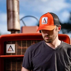 Modern Allis Chalmers Logo Black & Orange Mesh Back Hat