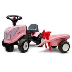 New Holland Girl's Pink Ride-on Tractor with Trailer and Tools