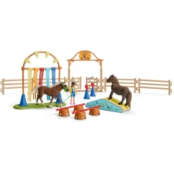 Pony Agility Training Set by Schleich includes 26 pieces