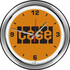 16" Chrome Steel Case Block Style Logo Neon Clock