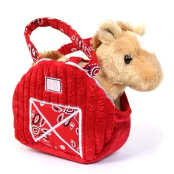 7" Red Barn Horse Pet Carrier Fancy Pals Purse Plush Animal By Aurora