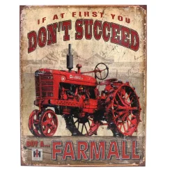 "If at First you don"t succeed Buy a Farmall" distressed Tin Sign