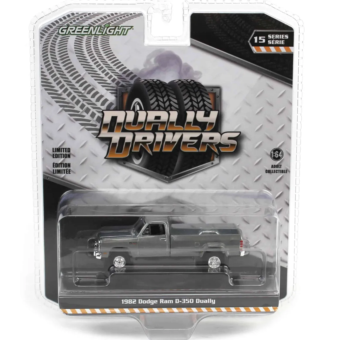 Raw Chase Unit ~ 1/64 1982 Dodge Ram D350 Dually, Construction Yellow, Dually Drivers Series 15