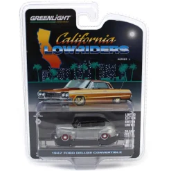 Raw Chase Unit ~ 1/64 1947 Ford Deluxe Convertible Lowrider, Black & Red, California Lowriders Series 5