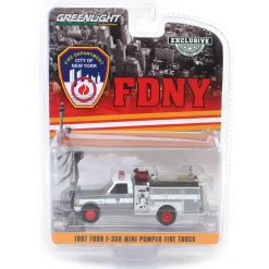 Raw Chase Unit ~ 1/64 1987 Ford F-350 Mini Pumper Fire Truck, FDNY, Hobby Exclusive