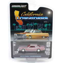 Raw Pinstriped Chase ~ 1/64 1973 Ford Thunderbird, Red Custom, California Lowriders Series 6